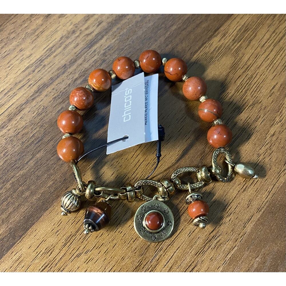 CHICO's "Sophie" Red Charm Stretch Bracelet NWT $29
